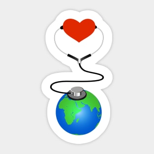 Heart checking with stethoscope planet Sticker